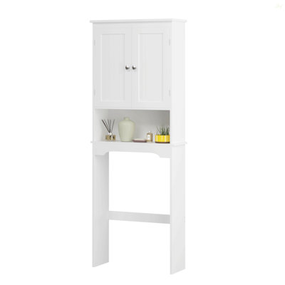 Armoire de rangement au-dessus de la toilette, tablette de salle de bain au-dessus de la toilette, organisateur d'armoire de rangement de salle de bain, économiseur d'espace de salle de bain en bois, blanc