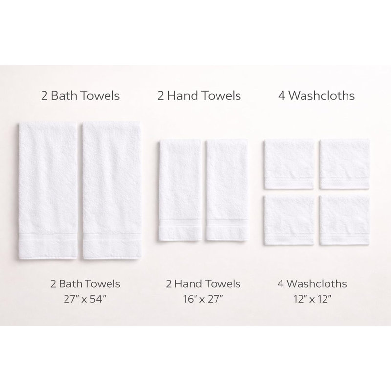 Ensemble de serviettes de luxe 8 pièces Lux Collection, 100% coton filé à l'anneau, 400 g / m², blanc, super absorbant, séchage rapide, 2 serviettes de bain, 2 mains, 4 débarbouillettes