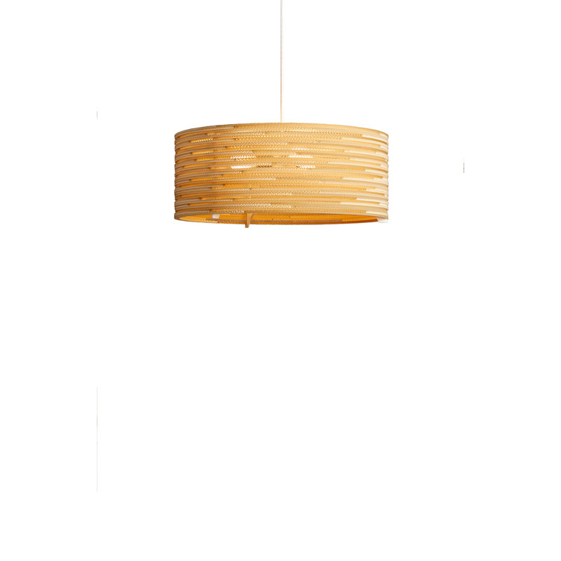Scraplight Drum Recycled Cardboard Pendant Light, 60" H x 18" W x 18" D, Blonde