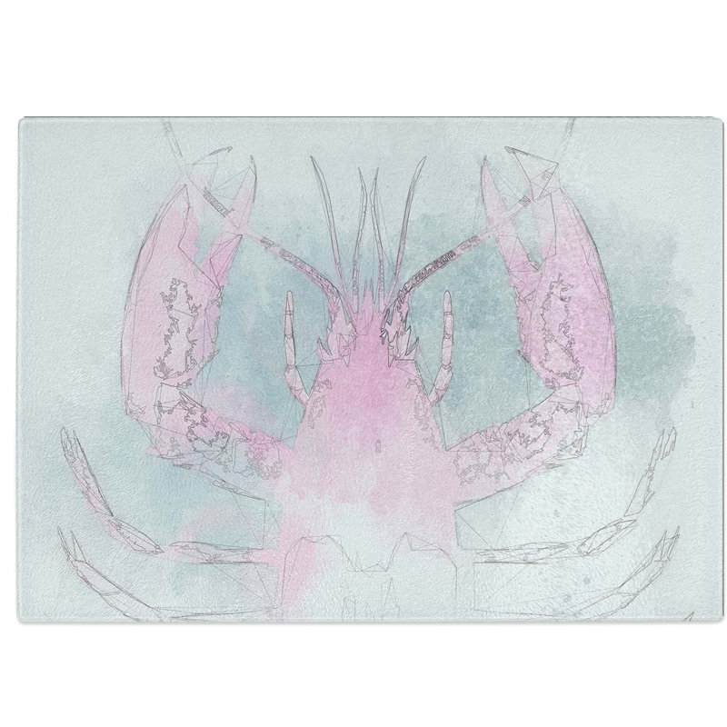 Tempered Glass Lobster Art Chopping Board, 28.5 cm W x 20 cm L