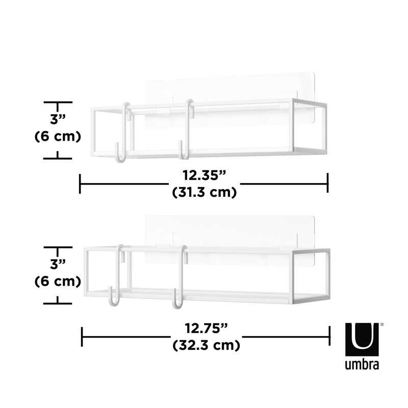White Metal Suction Mount Shower Caddy Set