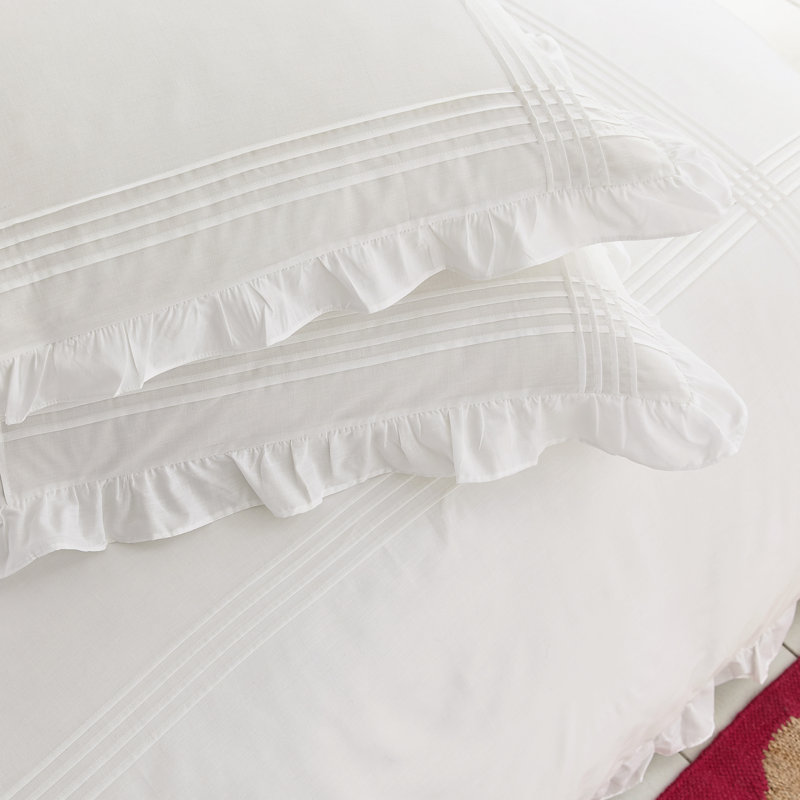 Evie Pintucks Cotton Duvet Cover Set, Single Duvet Cover Set + 1 Pillowcase