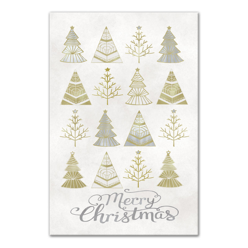 «Silver and Gold Christmas Trees», reproduction d'impression sur toile