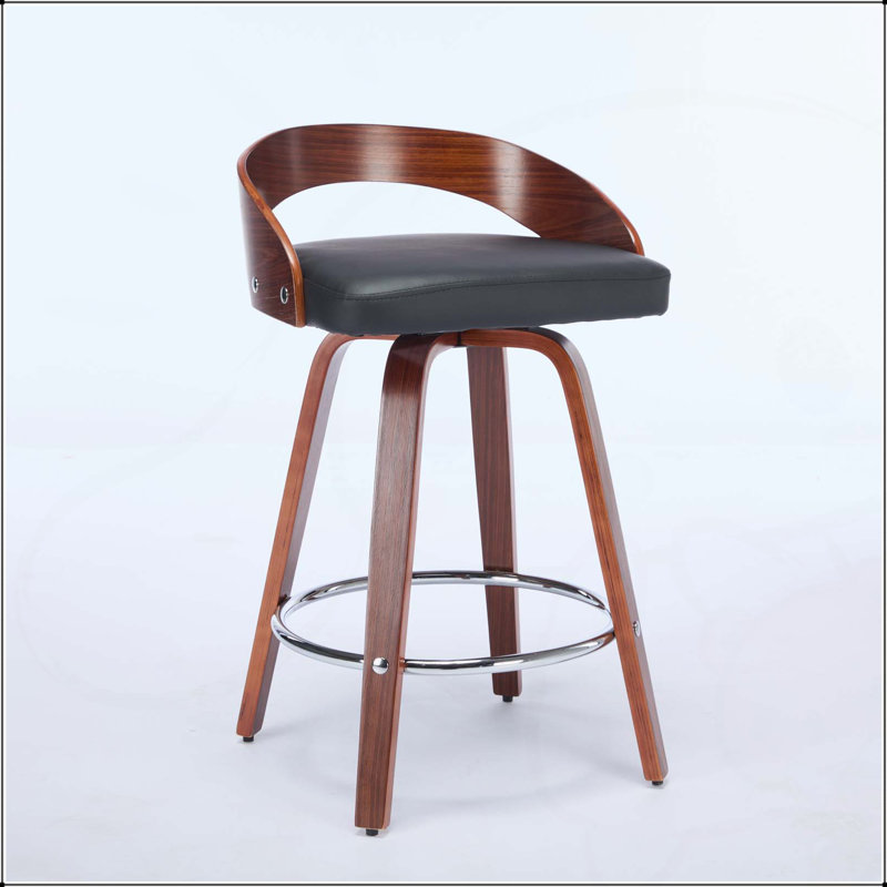 Stylish and Comfortable Bar Stools Set of 2 with Swivel Function and Soft Cushion Seat, Black