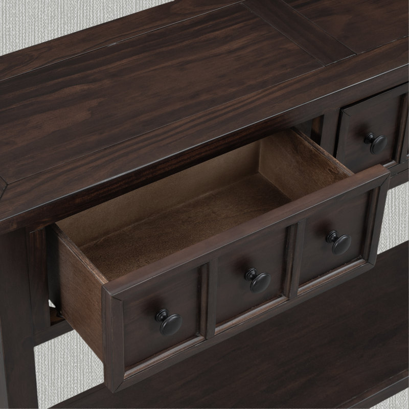 Himanshu Rustic Entryway Console Table, 60" Long Sofa Table with two Different Size Drawers and Bottom Shelf for Storage