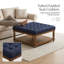 Grande table basse avec repose-pieds capitonné rembourré avec tablette en bois massif et repose-pieds