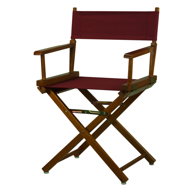 Chaise de réalisateur pliante 18 po, Bourgogne, Chêne miel