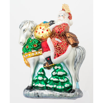 Ornement figurine à suspendre santa on cheval