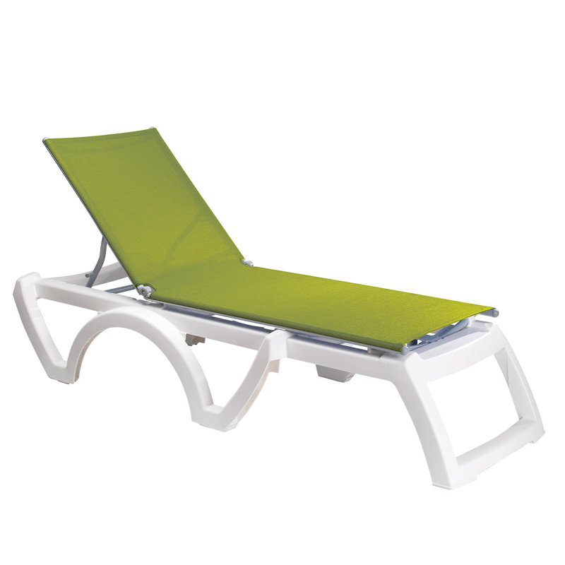 Chaise longue ajustable Grosfillex Jamaïque Beach, Vert/blanc