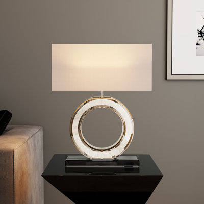 Lampe de table en verre avec abat-jour en coton Chaia