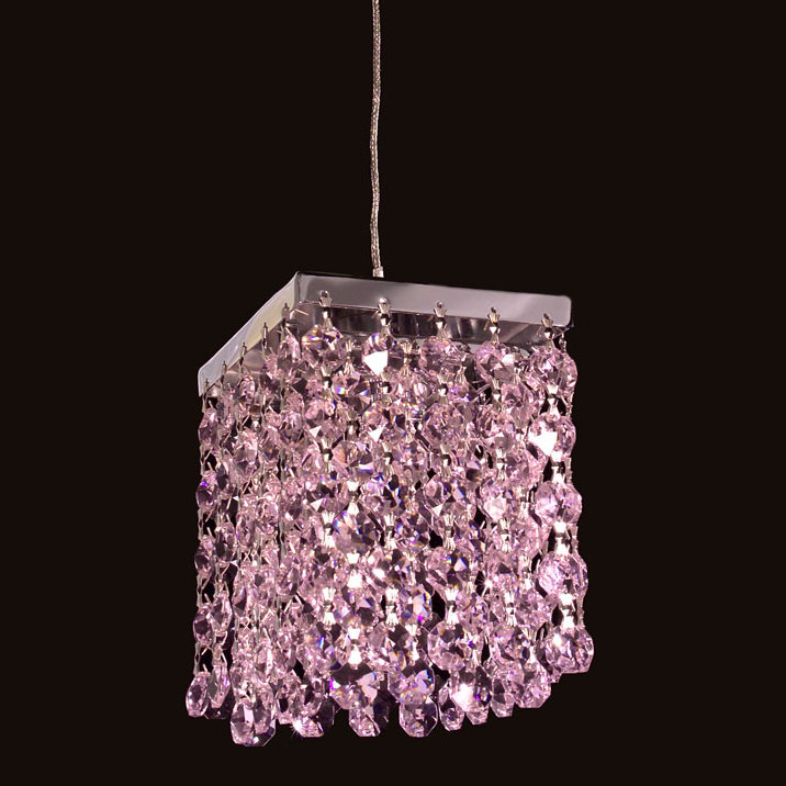 Luminaire suspendu carré 1 lumières Bedazzle, Rose