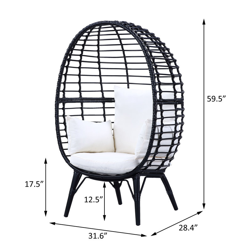 Chaise longue de patio en osier avec coussins amovibles Magnus