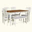 Ensemble de table de salle à manger en bois Mid-Century 6 pièces, ensemble de table de cuisine avec tiroir, chaises rembourrées et banc-2061564512