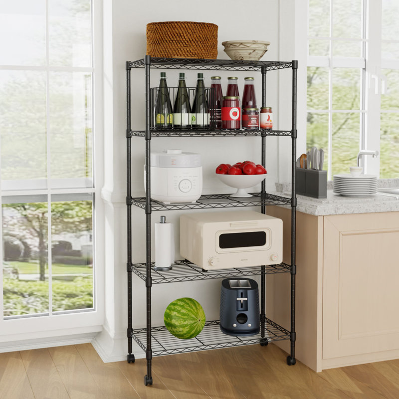 Étagère en métal H 60 po x l 30 po x P 14 po Konnor, support de rangement autoportant robuste, organisateur de tablettes de garage et de maison réglable pour la cuisine, le garde-manger et la buanderie