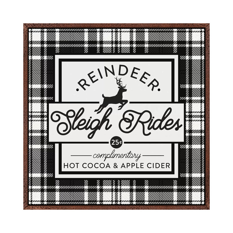 Plaid Holidays III - Print on Canvas, Classic Brown Wood Framed, 66.04 cm H x 66.04 cm W