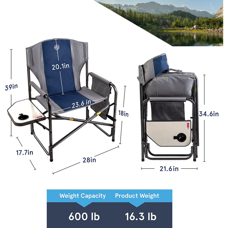 Arlmont & Co. Lourenco Oversized Outdoor Folding Camping Directors Chair  with Side Table & Pocket for Beach, Fishing, Trip, Picnic, Lawn - Wayfair  Canada
