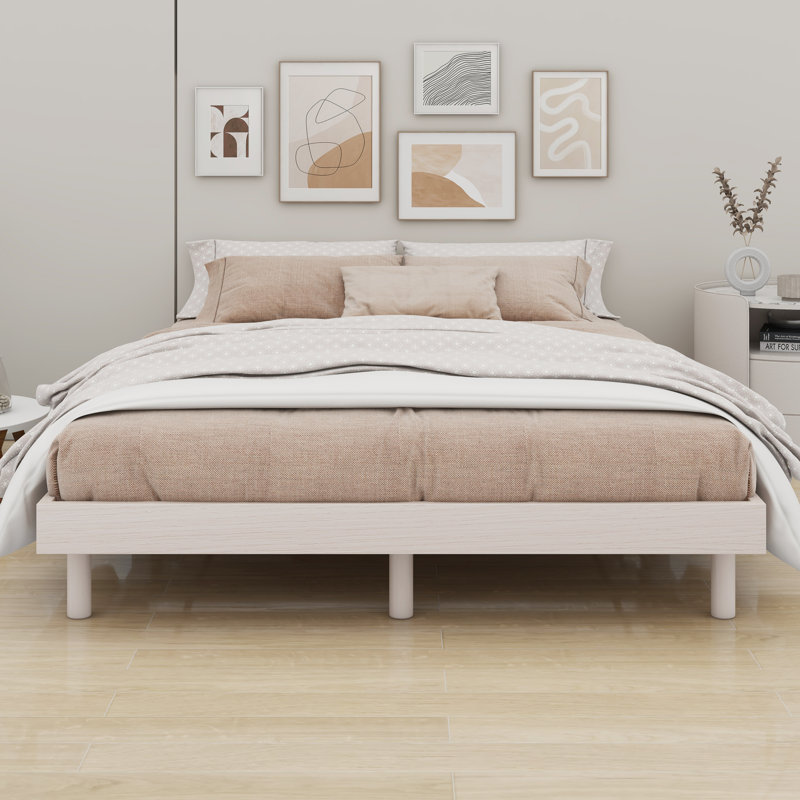 Base de lit plateforme flottante de conception moderne, Double, Blanchies