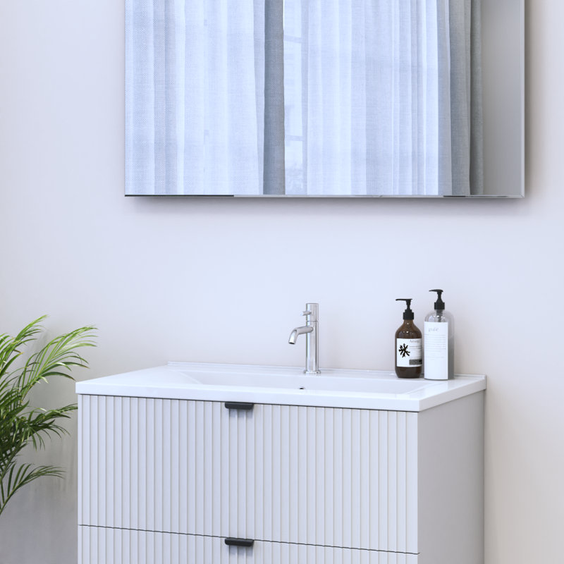 31.9'' Ceramic Single Bathroom Vanity Top with Sink