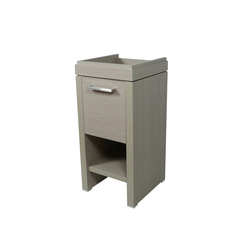 16.14'' Single Bathroom Vanity with Ceramic Top, Light Gray