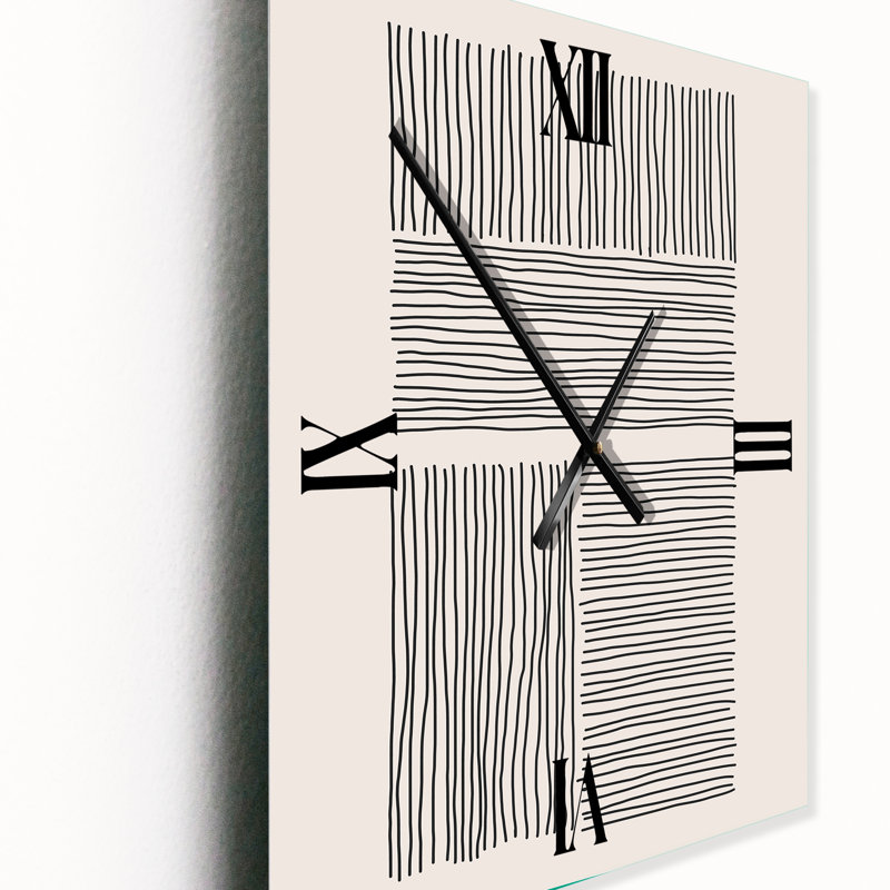 Minimal géométrique lignes et carrés IV - horloge murale abstraite en métal, Grand