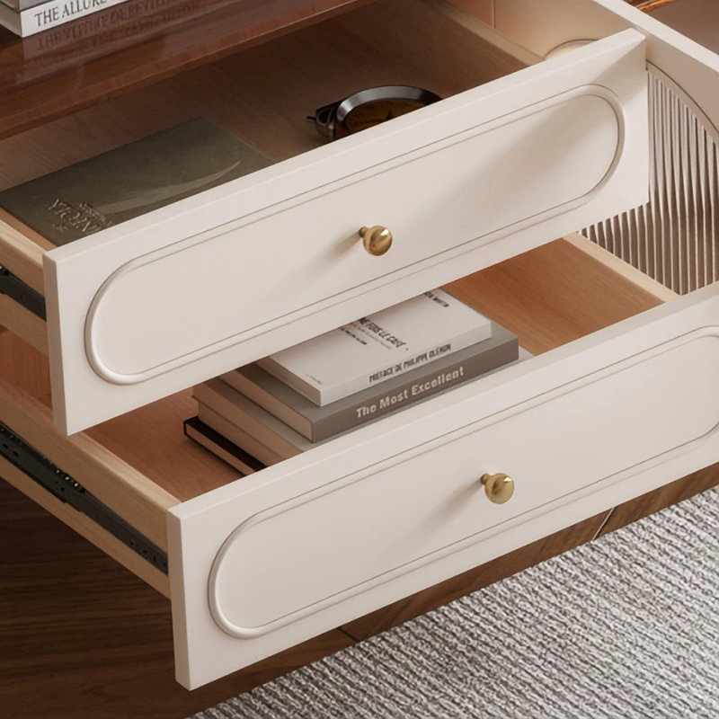 Meuble télé moderne en bois manufacturé blanc, H 19,29 po x L 70,87 po x l 15,75 po