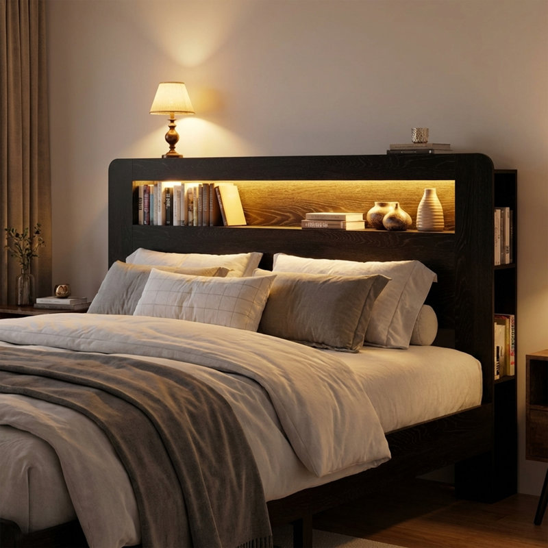 Base de lit plateforme en bois, Grand lit