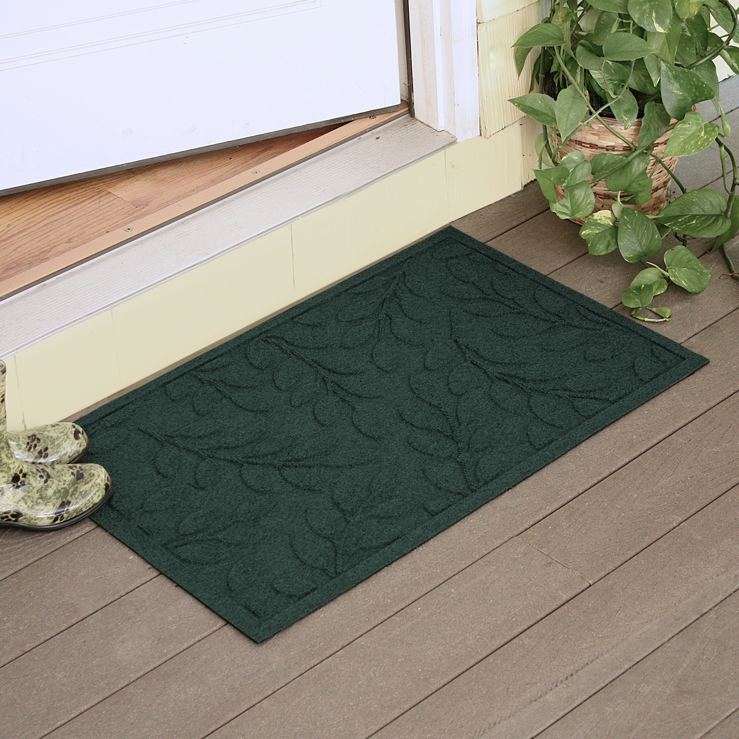 Original Indoor Doormat, Monstera Leaves Door Mats Indoor Rug, 24x36 inch Machine Washable Low-Profile Inside Door Mat for Entryway, Green