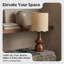 Lampe de table de style champêtre moderne en bois avec abat-jour en rotin naturel tissé Utiliser une ampoule E26 pour la chambre à coucher, le salon, le bureau (ampoule non incluse)