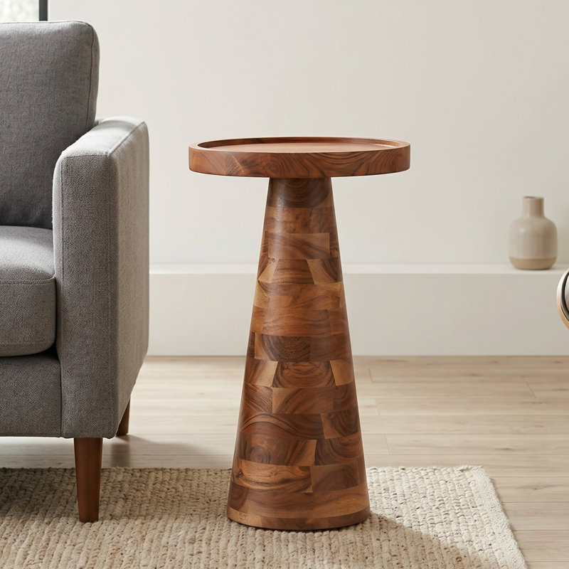 Table de bout Mid-Century Farmhouse Cottagecore, Naturel, Naturel
