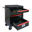 Coffre à outils roulant en métal avec 4 tiroirs, armoire à outils à 4 tiroirs de 20 po avec glissières à roulement à billes, boîte de rangement en acier pour outils - Noir et rouge