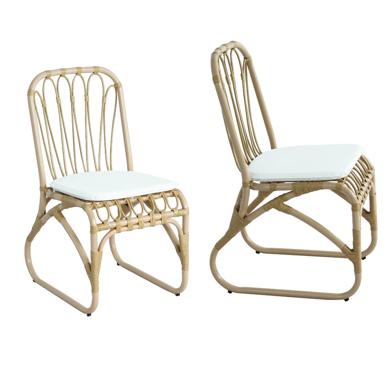2 pièces de chaises d'extérieur avec coussins. Fabrication en fer, protégée. Pour le jardin, le patio, la cour. Repose-pieds réglables, cadre rouille confortable, tissu lavable. Siège rembourré de 1,2 po d'épaisseur
