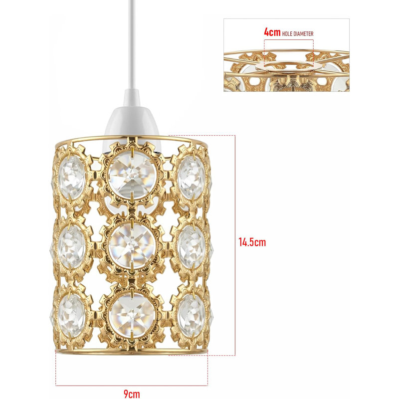 Crystal Lamp Shade in French Gold, 9cm, French Gold