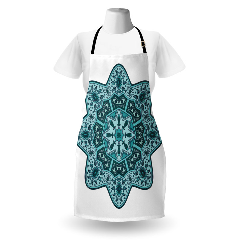 Tablier East Urban Home sarcelle unisexe, mandala chinois oriental, taille adulte, bleu sarcelle