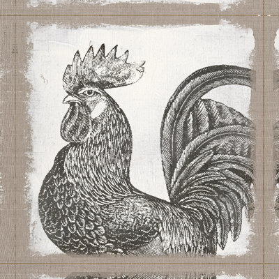 Burlap Word Rooster - Wrapped Canvas Painting