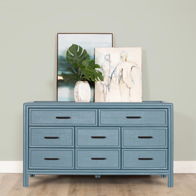 Commode double 8 tiroirs Aruba, Bleu régate