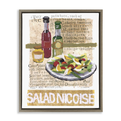 «Salad Nicoise Recipe», art mural encadré sur toile flottante par Nancy Overton