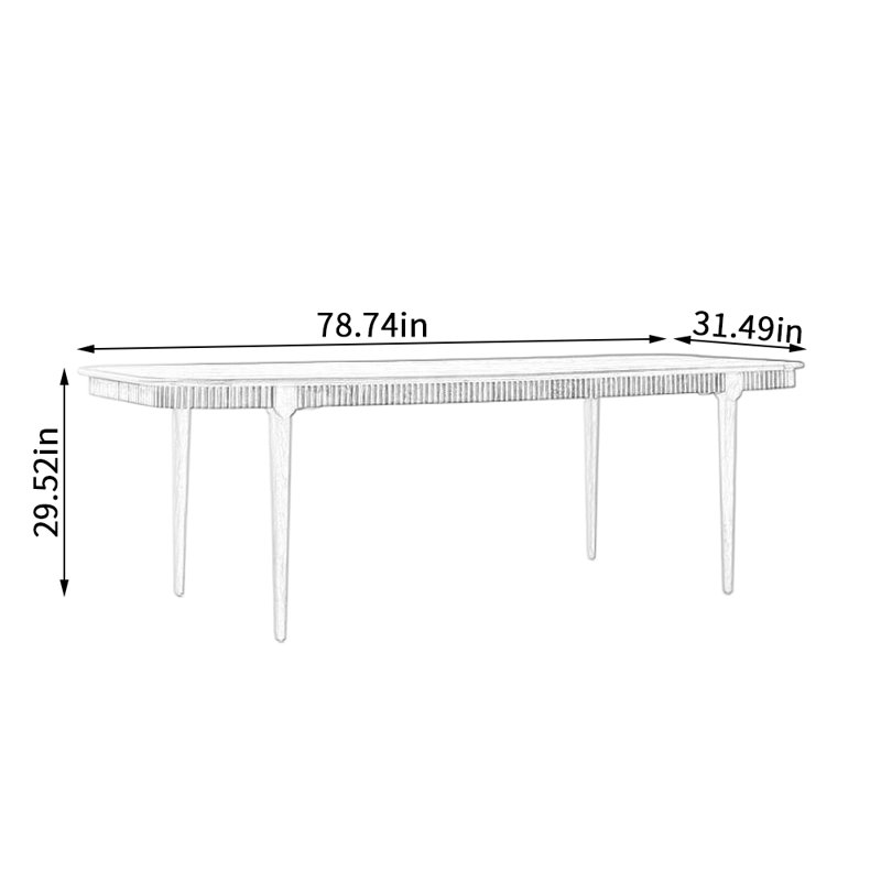 Oak Solid Wood Dining Table, 31.49" W x 78.74" L