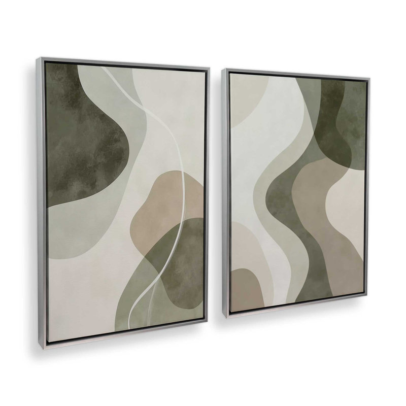 Ensemble de 2 impressions sur terrain doux, 48 po x 32 po, Cadre flottant en chrome poli