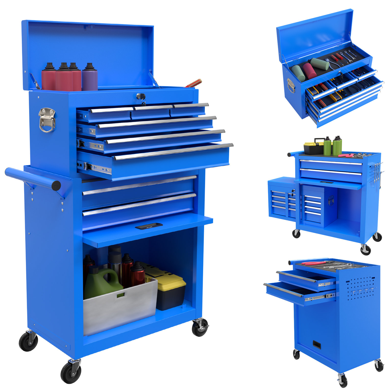 WORKPRO 5-Drawer Rolling Tool Chest, Sliding Metal Drawer Rolling Too