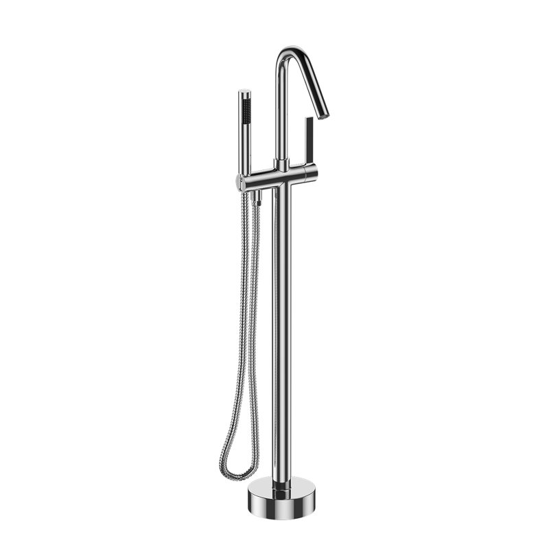 Fixé au sol avec douche à main, Chrome