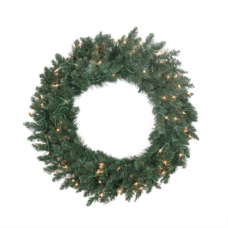 Couronne de Noël artificielle pré-éclairée en pin - 30 po, Transparent