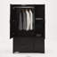 Armoire-penderie noire à 4 portes avec miroir, éclairage DEL, 2 tiroirs, tringle et étagères réglables