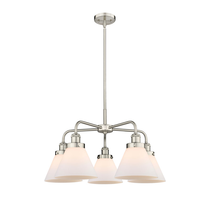 Lustre suspendu 5 lumières Cone, Clair, Nickel satiné