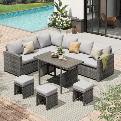 Ensemble de meubles de patio 7 pièces avec housse imperméable 7 pièces