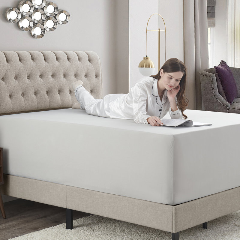 Drap-housse uni Empyrean Bedding, Argent, Drap-housse de taille simple
