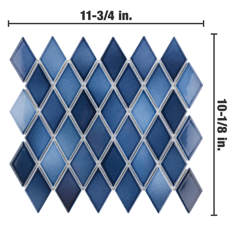 Hudson 2" x 3" Porcelain Grid Mosaic Wall & Floor Tile, Blue