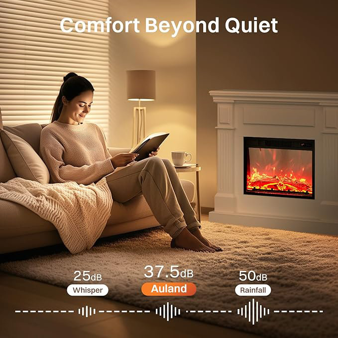 Electric Fireplace with Mantel, Electric Fireplace Insert, With Timer, Remote Control, Adjustable Flame Color, 1400W, 43"