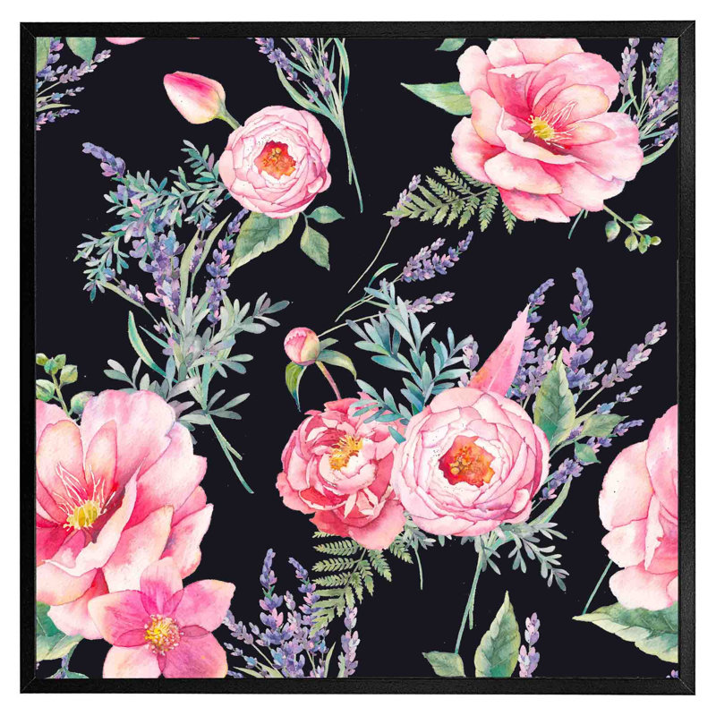 Spera Watercolour Painting Of Flowers - Single Picture Frame Print, Black Framed, 31cm H x 31cm W x 4cm D