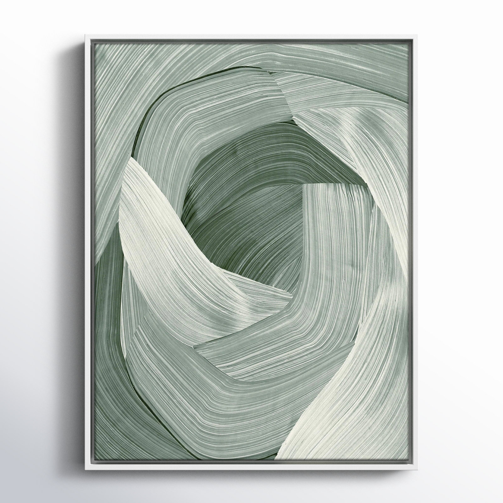 Enriched Emerald - Floater Frame Graphic Art Print on Canvas, White , 25.5" H x 19.5" W