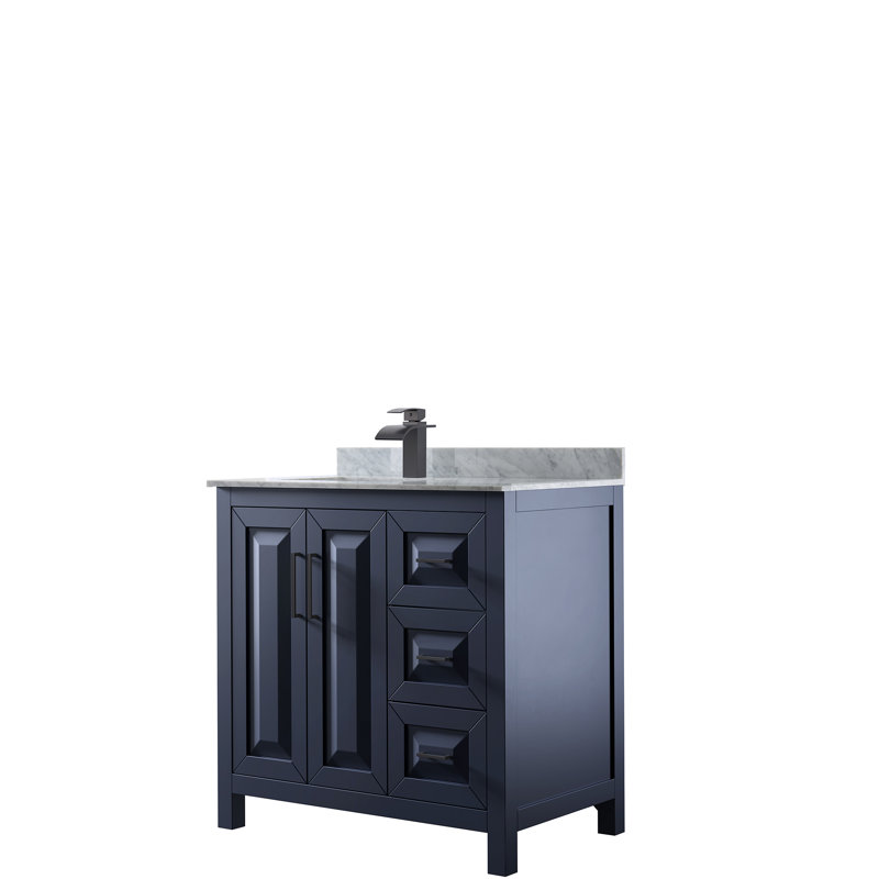 Ensemble de meuble-lavabo simple 36 po Daria, Bleu très foncé, Noir mat